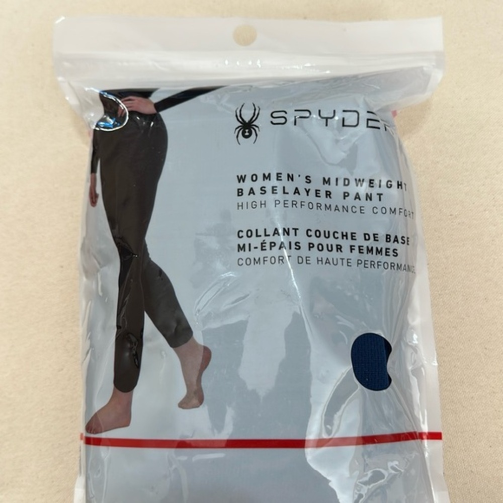 Women’s spyder  baselayer, midweight pant new in package blue XL